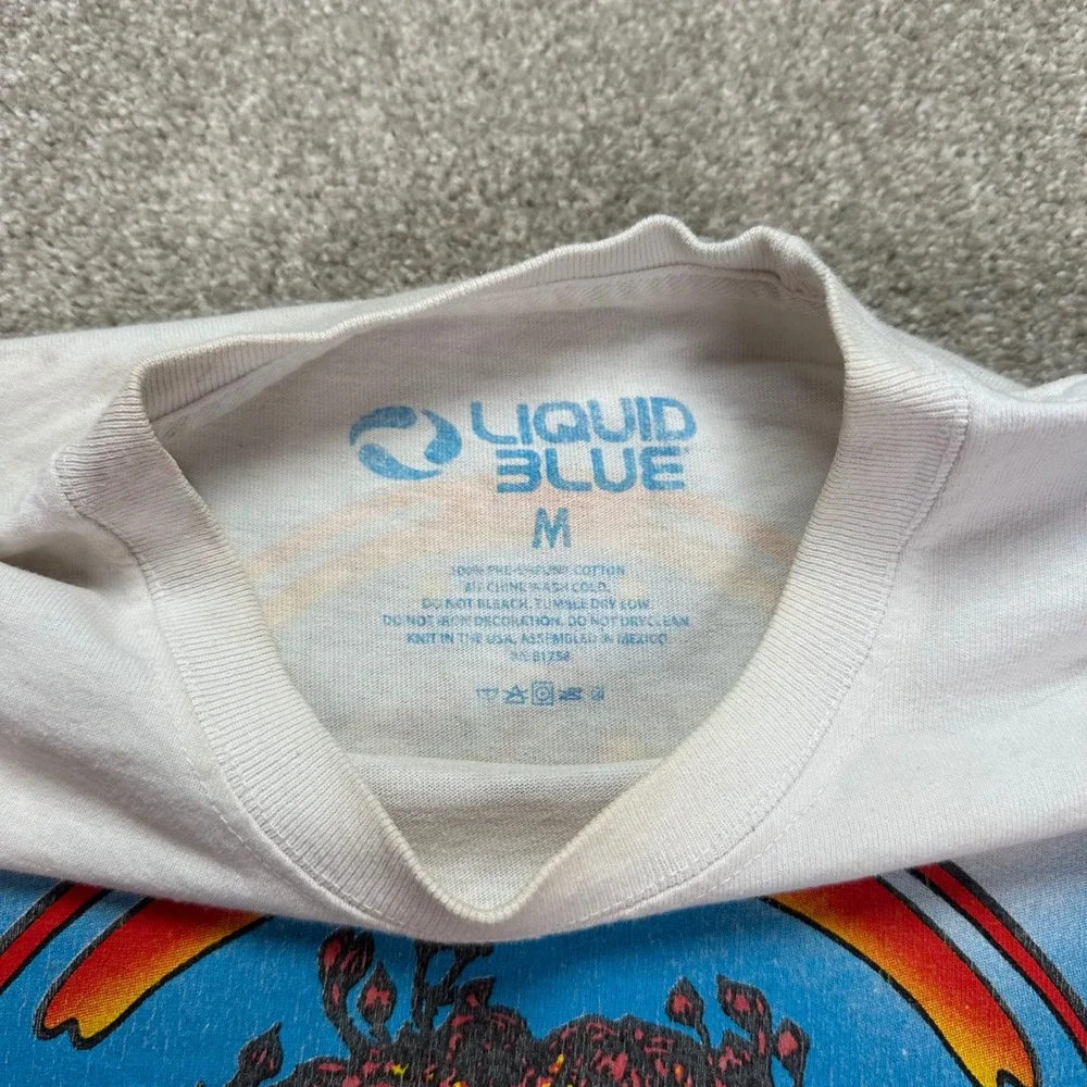 Grateful Dead Liquid Blue Tie Dye T Shirt Steal Your Face Skeleton Roses‎ Medium